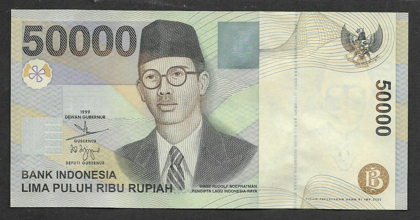 Indonesia 50,000 50000 Rupiah Violin Hologram 1999 UNC