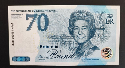 THE QUEEN'S PLATINUM JUBILEE 2022 BRITANNI COMMEMORATIVE BANKNOTE