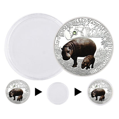 Souvenir Gifts Endangered Animal Species hippo Silver Plated Coin