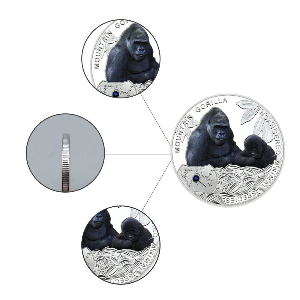 Endangered Animal Species Zambia Mountain Gorilla Silver Plated Coins