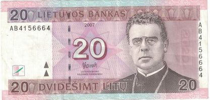 Lithuania 20  Litu Notes 2007 Circulated