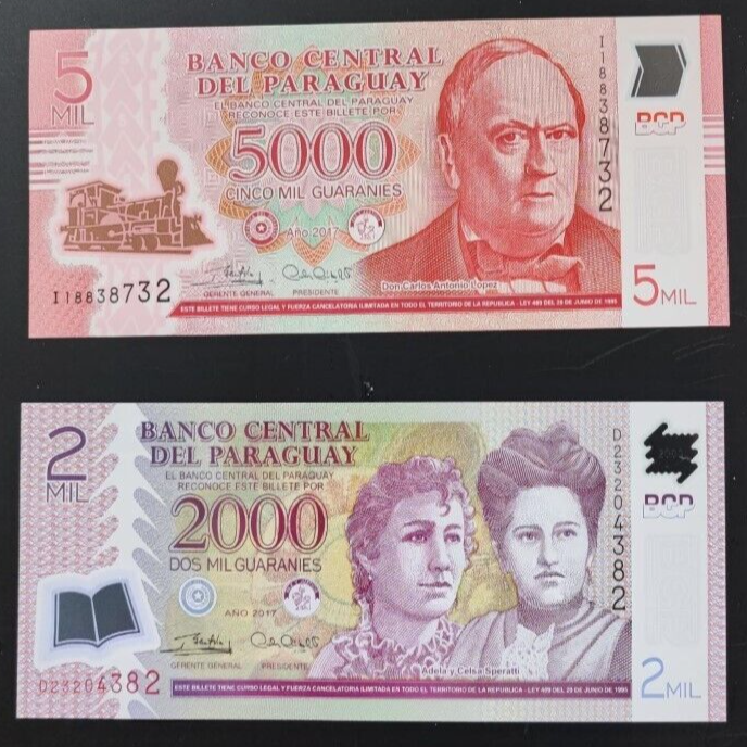 PARAGUAY POLYMER 2000,5000 GUARANIES 2017 PICK NEW UNC