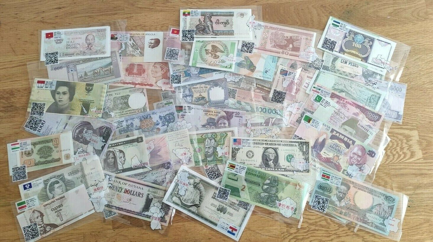 Lot Of 100 X World Banknotes. All Different All New 100 Pcs.