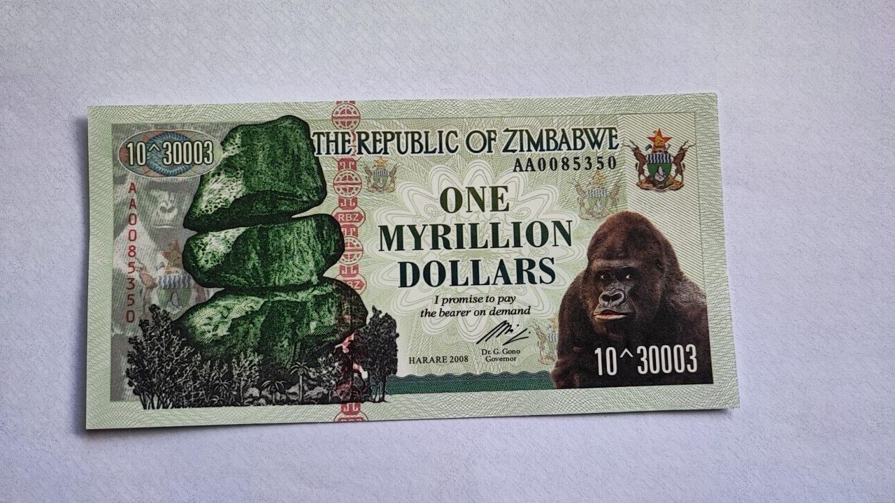 Zimbabwe 1 Myrillion Dollars  Banknote 100 Trillion Series