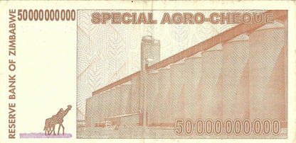 Zimbabwe 50 Billion Dollars 2008. Good Used Condition
