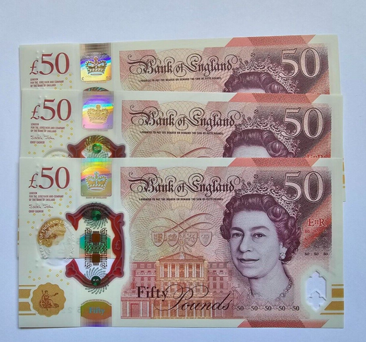 Price Per Note UNC Plastic £50 Fifty Pound Bank of England Note AA PREFIX.