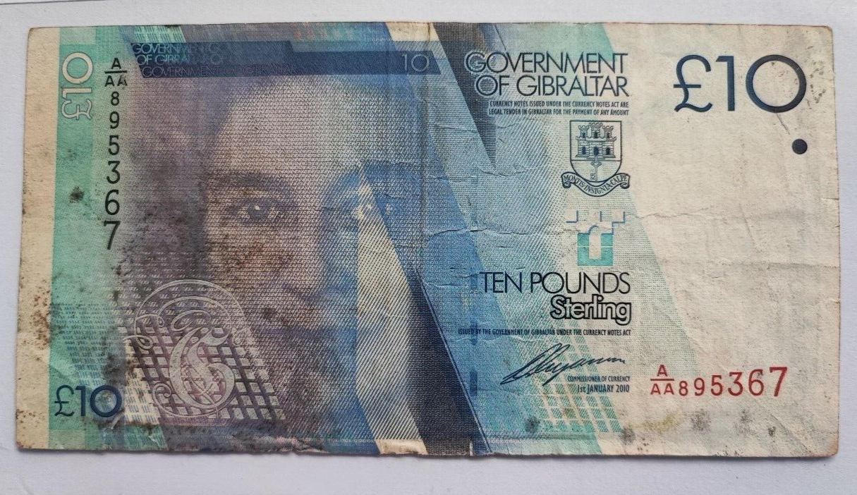 Gibraltar  £10 Ten Pounds Banknote 2011 Used Condition AAA prefix