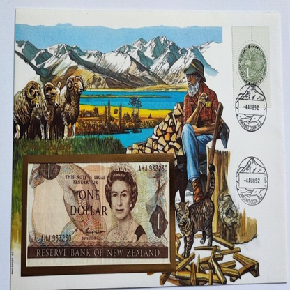 NEW ZEALAND ONE DOLLAR In Envelope With Stamp