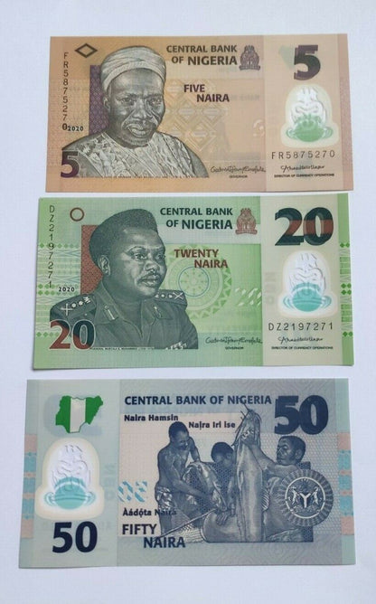 NIGERIA SET 5-20-50-100-200-500-1000 Nairas 2014-2021 UNC, P-29-41