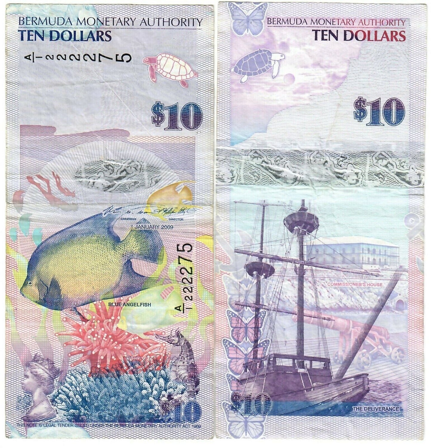 BERMUDA 10 dollars  in circulated condition