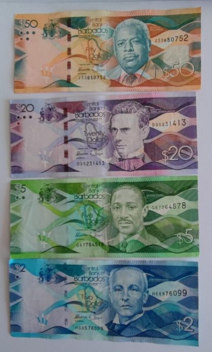 Barbados Dollar banknotes 50.20.5.2 dollars set EF