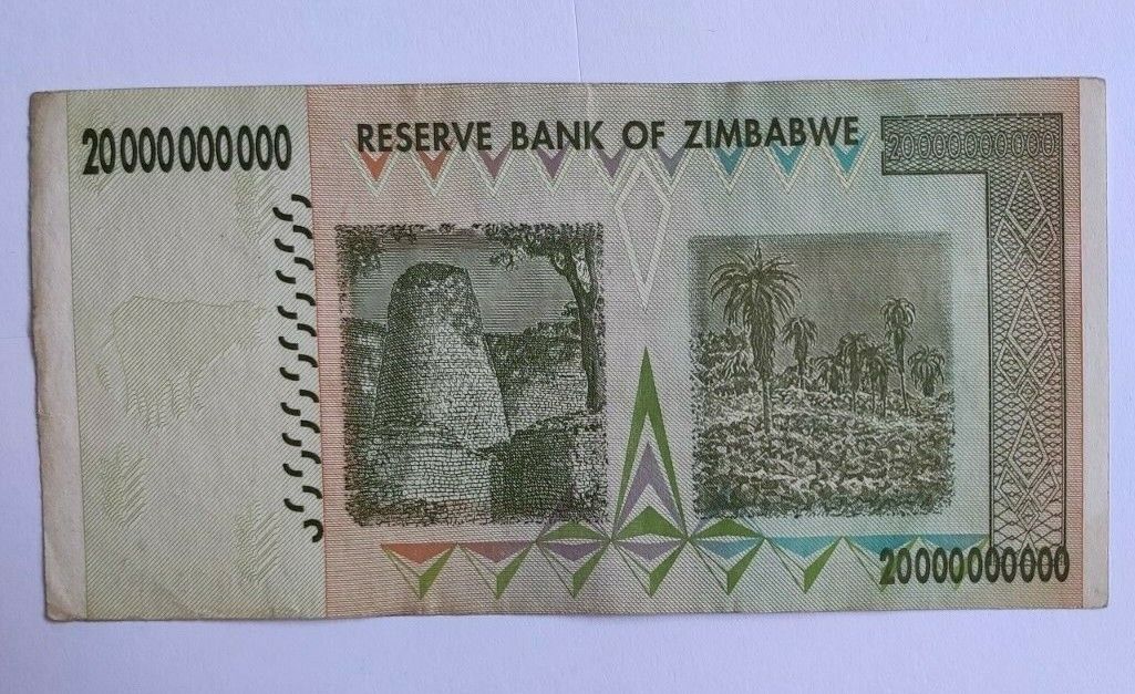 Zimbabwe 20 Billion Dollar 2008 Banknotes  Replacement ZA Used