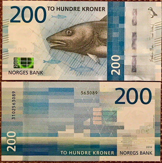 Norway 200 Kroner 2016 (2017) P 55 UNC