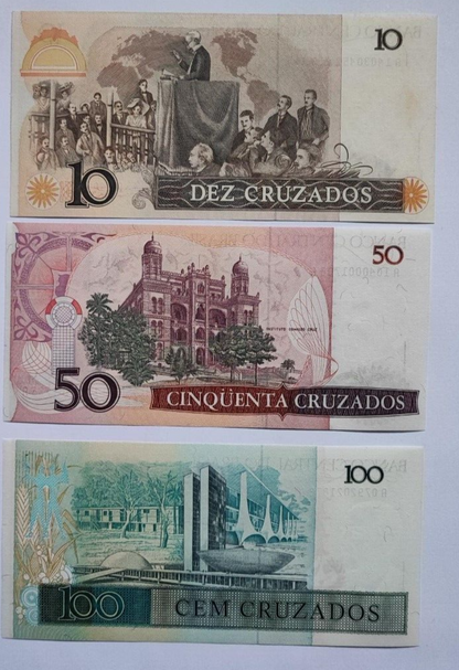 Set 5 PCS, Brazil 10, 50, 100, 500, 1000 Cruzeiros, P209-213, UNC