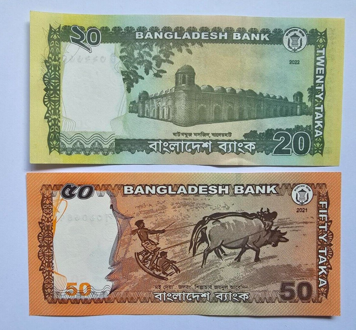 BANGLADESH  20 & 50 TAKA (2020/2021) P-NEW UNC BANKNOTES