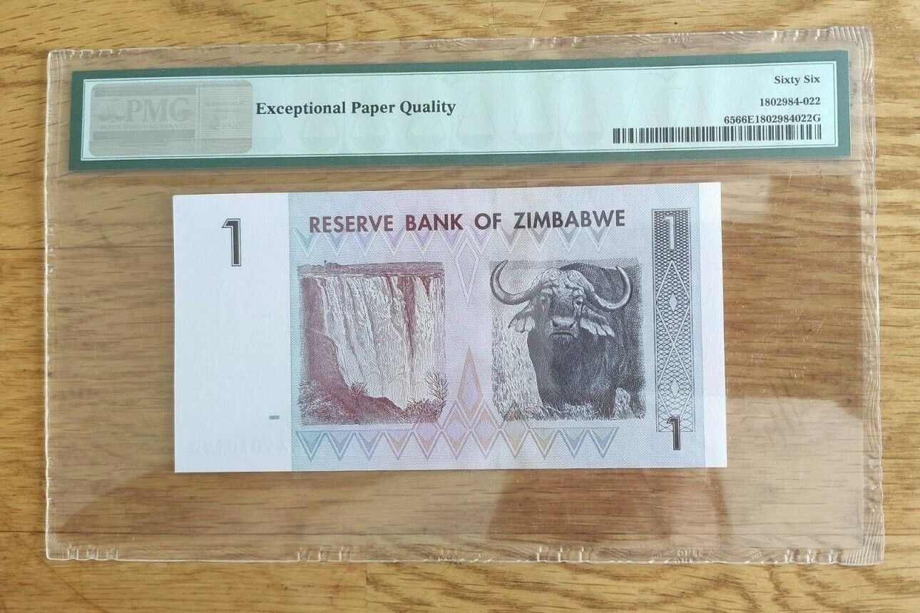 Zimbabwe   0ne dollars PMG 66 Exceptional Paper Quality