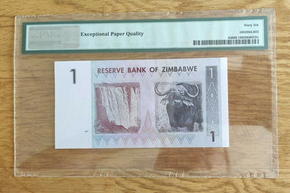 Zimbabwe   0ne dollars PMG 66 Exceptional Paper Quality