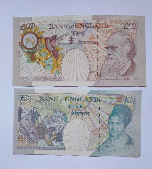 Lot of Bank of England Ten pound and Five Pound notes / Bailey/ Salmon AU