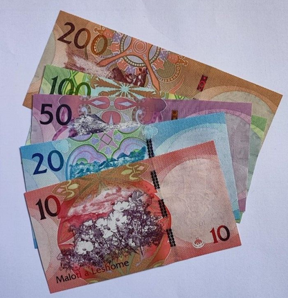 Lesotho _ set 5 banknotes 10 20 50 100 200 Maloti 2021 UNC