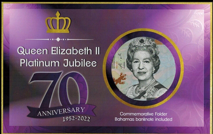 Queen Elizabeth II Banknote Bahamas 1/2 Dollar with folder