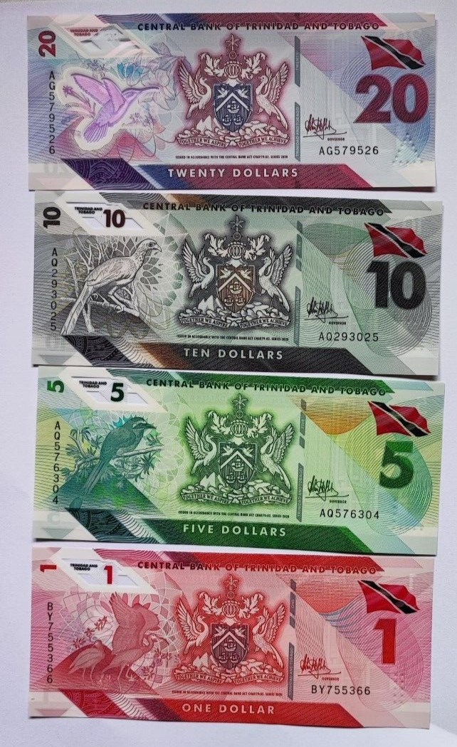 Trinidad and Tobago 4 NOTE SET  1 5 10  20 Dollars 2020 UNC POLYMER