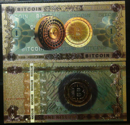 One Dollar Bitcoin 24k Gold Plated Gold Banknote