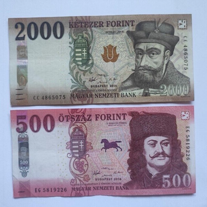 HUNGARY Banknotes Set of Two :  2000 and  500 forint 2016 -2020 VF