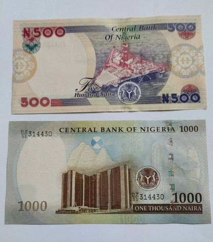 NIGERIA SET 5-20-50-100-200-500-1000 Nairas 2014-2021 UNC, P-29-41