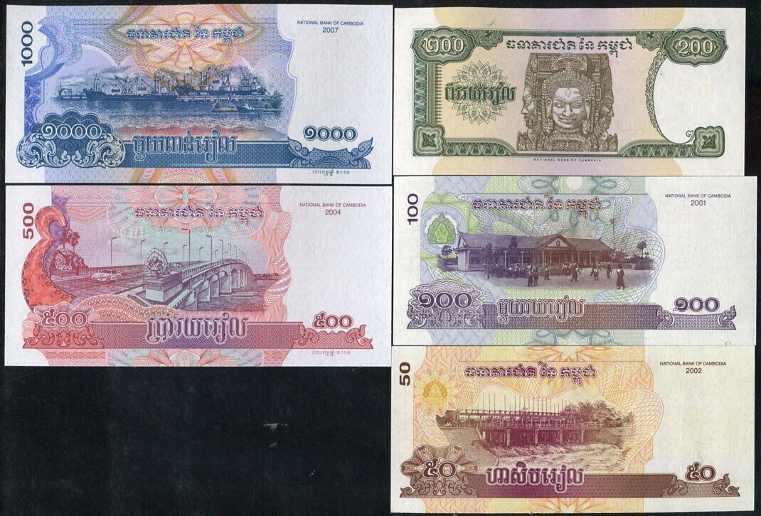 CAMBODIA 2014/22 ISSUE 100 200 500 1000 2000 RIELS UNCIRCULATED BANKNOTES