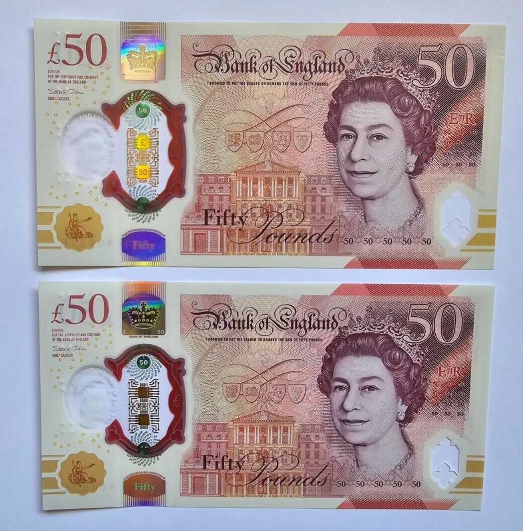 Price Per Note !New Polymer  AUNC Plastic £50 Fifty Pound Bank of England Note