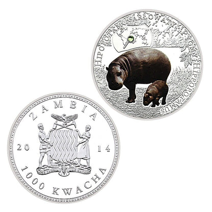 Souvenir Gifts Endangered Animal Species hippo Silver Plated Coin