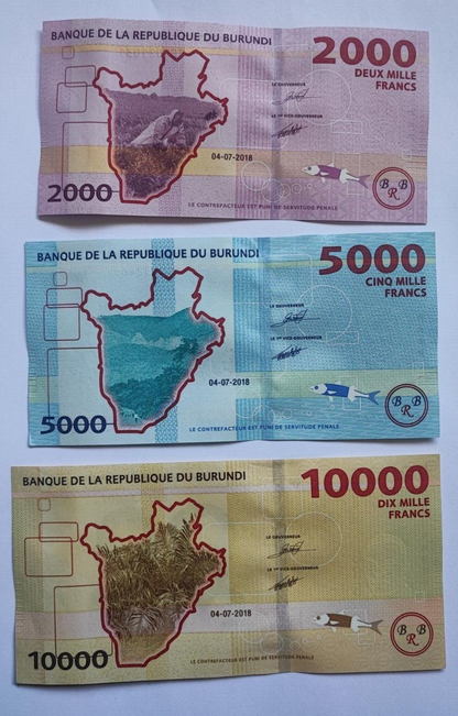 BURUNDI 100 To  10000 FRANCS  6 PCSBANKNOTE SET UNCIRCULATED 2011/2021