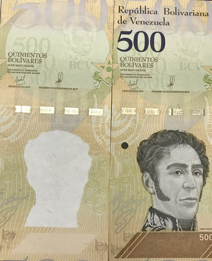 2018 Venezuela Progressive Banknotes Set Unc 500 Bs May 18 Rare