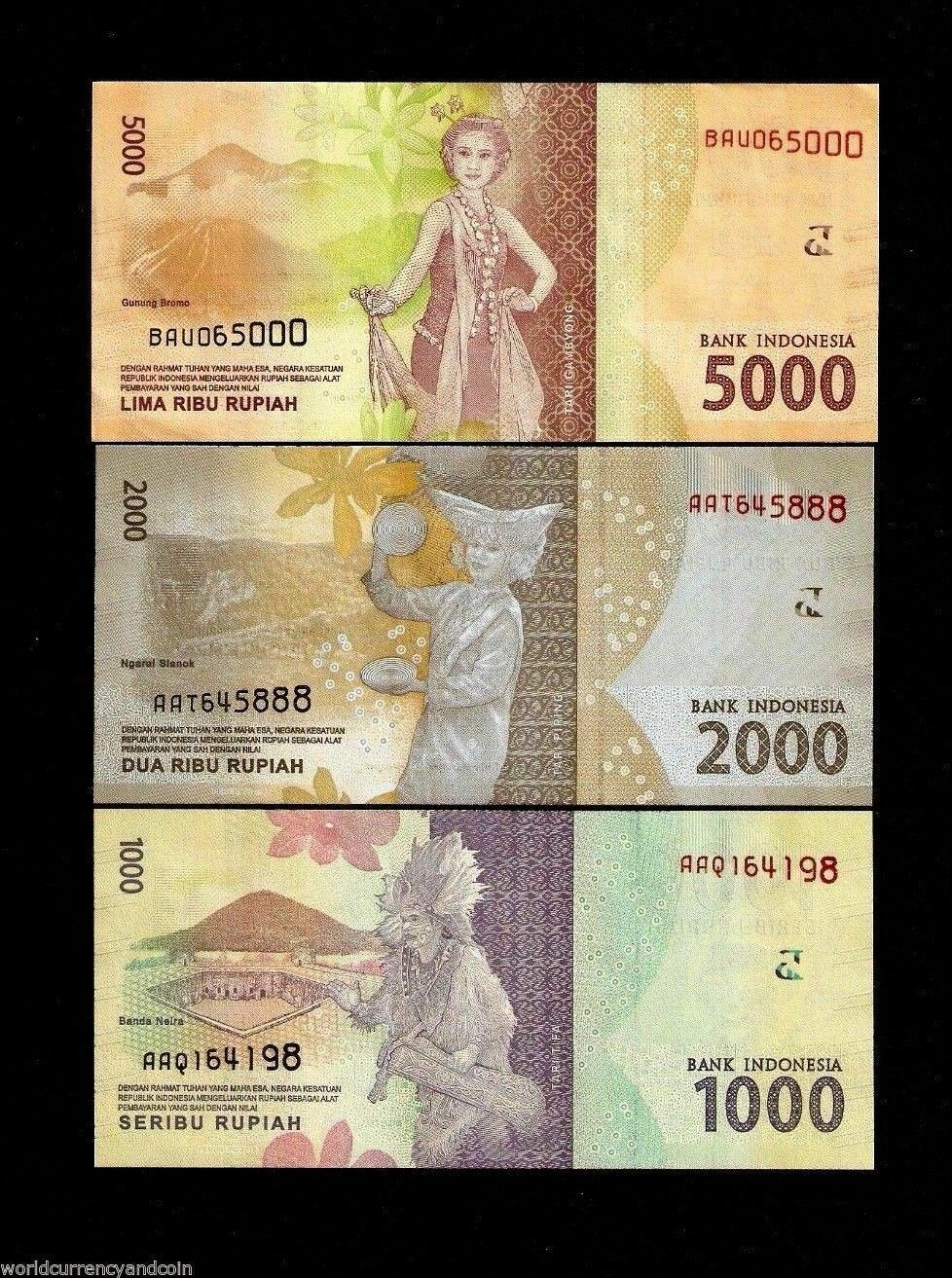 INDONESIA Set of 7 notes: 1000 2000 5000 10000 20000 50000 100000 UNC