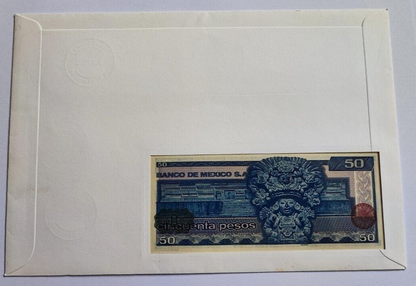 Mexico 50 Pesos In Stamped Envelope