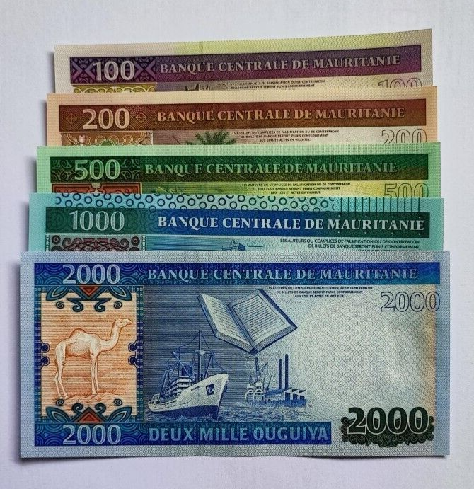 Mauritania _ set 5 banknotes 100 200 500 1000 2000 Ouguiya 2011 / 2015 UNC