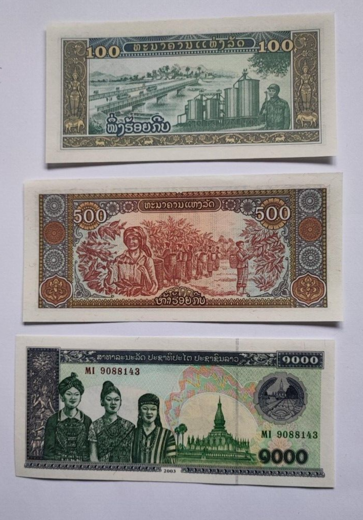 Set 7 PCS, Laos 5 10 20 50 100 500 1000 Kip, UNC