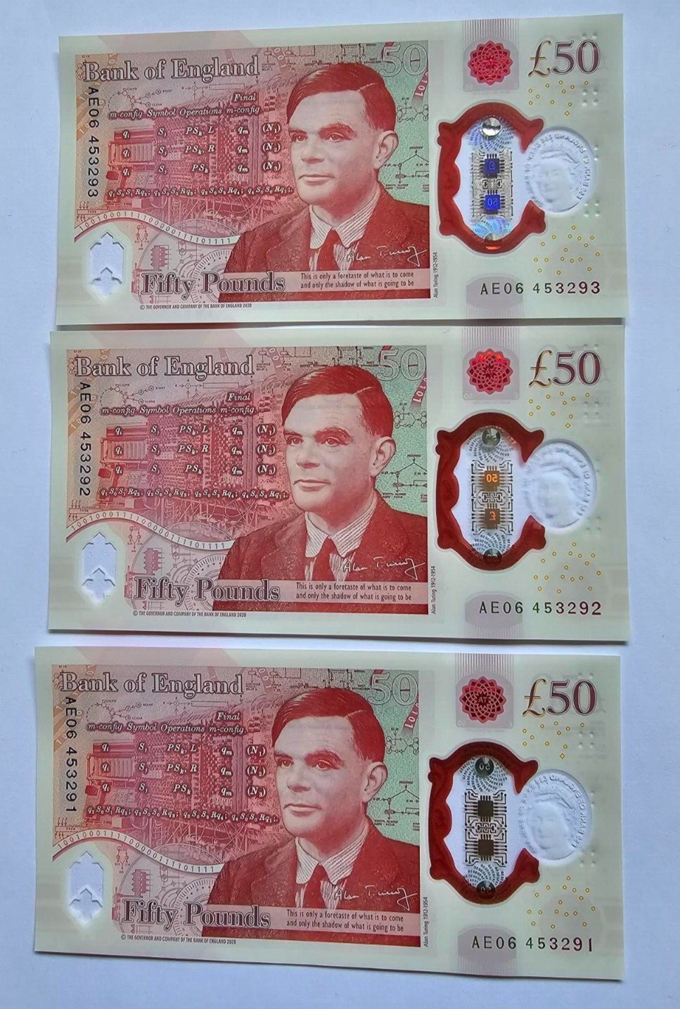 Price Per Note UNC Plastic £50 Fifty Pound Bank of England Note AE PREFIX.