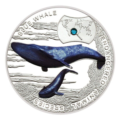 Souvenir Gifts Endangered Animal Species Blue Whale Silver Plated Coins