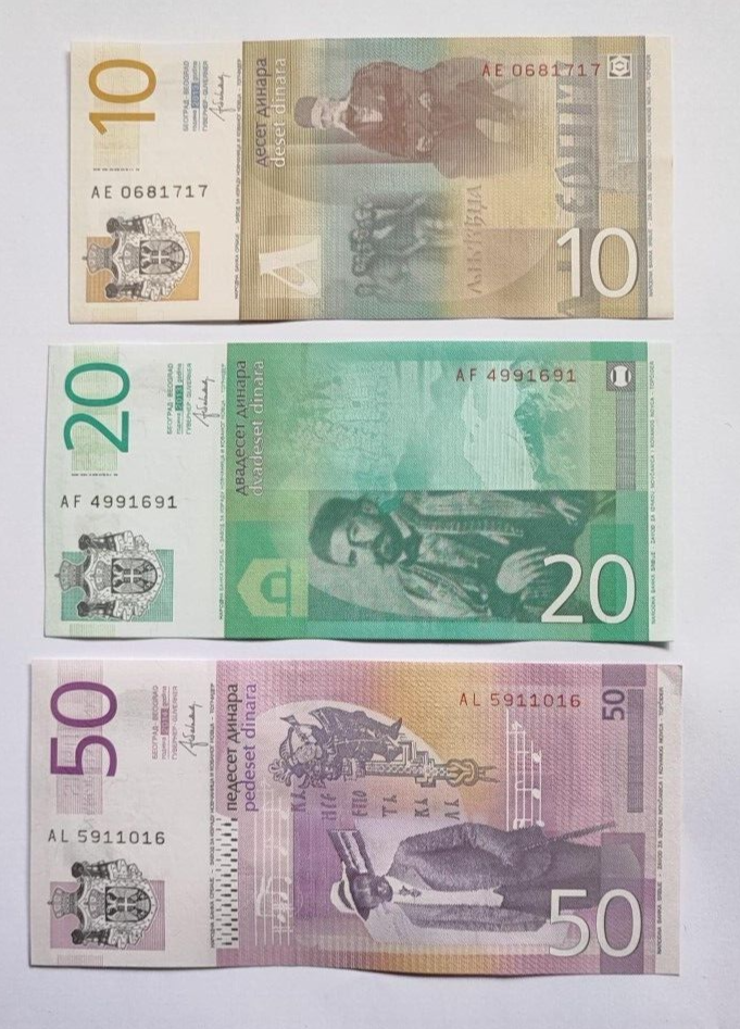 SERBIA 10 20 50 100 200 Dinara 2011-2013 GREAT COLOURFUL UNCIRCULATED BANKNOTES