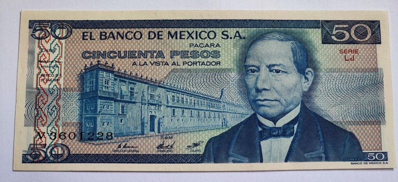 Mexico 50 Pesos In Stamped Envelope