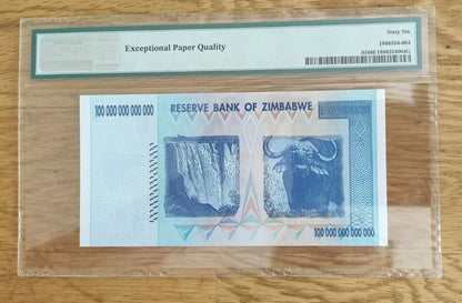 Zimbabwe 100 trillion dollars  PMG 66 Exceptional Paper Quality