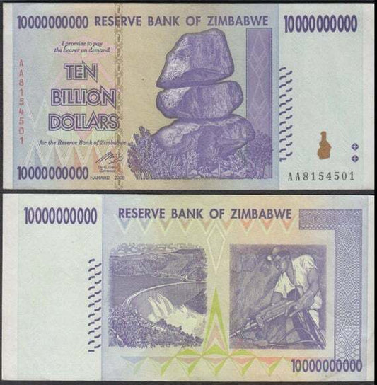 ZIMBABWE 10 Billion Dollars Banknote unc