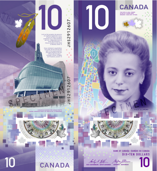 CANADA.2018..$10.POLYMER.VIOLA DESMOND UNCIRCULATED.(REF R)