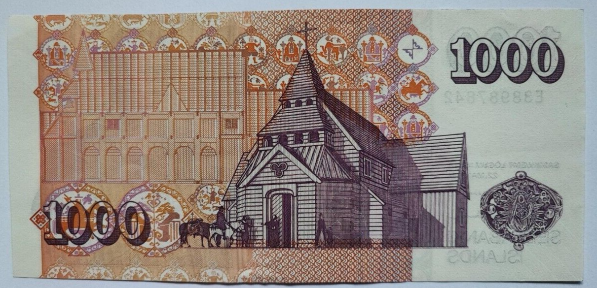 ICELAND 1000 KRONUR BANKNOTE UNC 2001