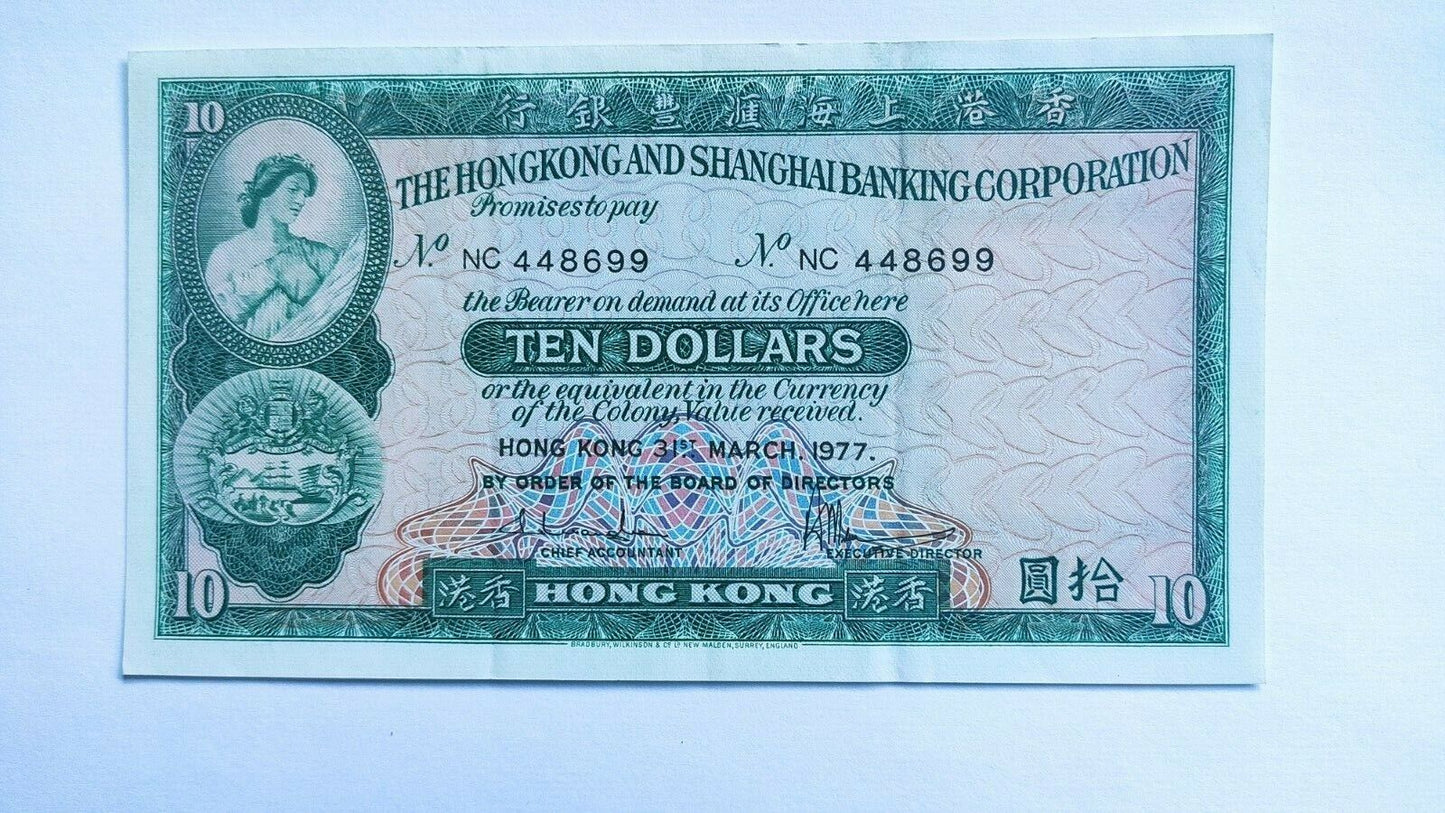 Banknote, Hong Kong, 10 Dollars 1977