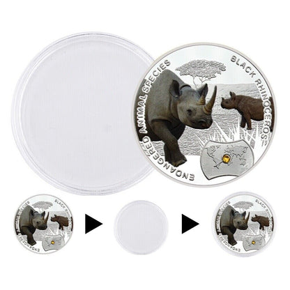 Endangered Animal Species Black Rhinoceros Silver Plated Coins