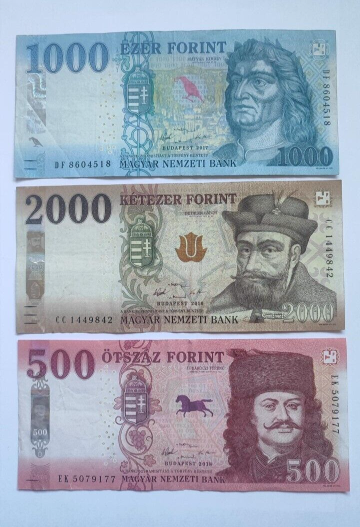 HUNGARY Banknotes Set of Three : 1000, 2000 and  500 forint 2016 -2020 VF