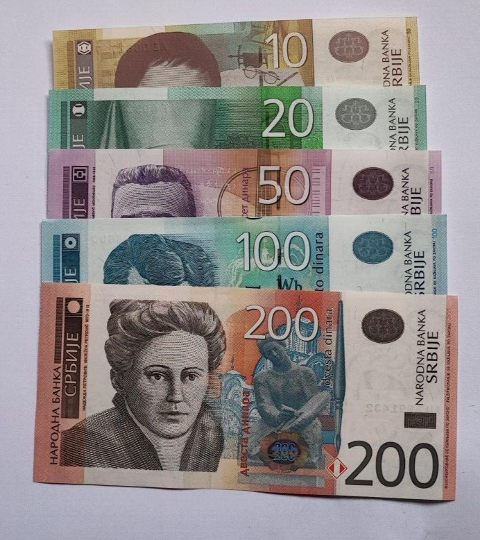 SERBIA 10 20 50 100 200 Dinara 2011-2013 GREAT COLOURFUL UNCIRCULATED BANKNOTES