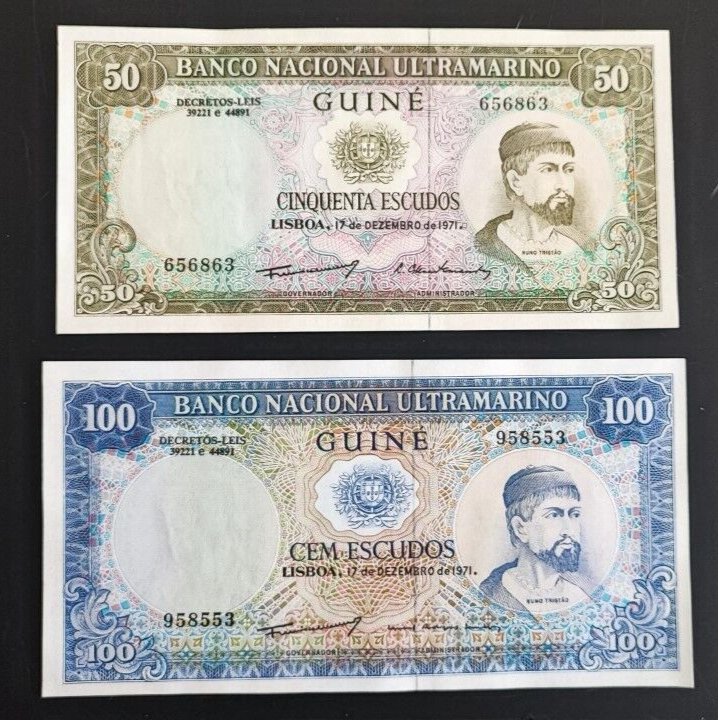 SET Of 2 Portuguese Guinea, 50;100 Escudos 1971 P-44;45 UNC